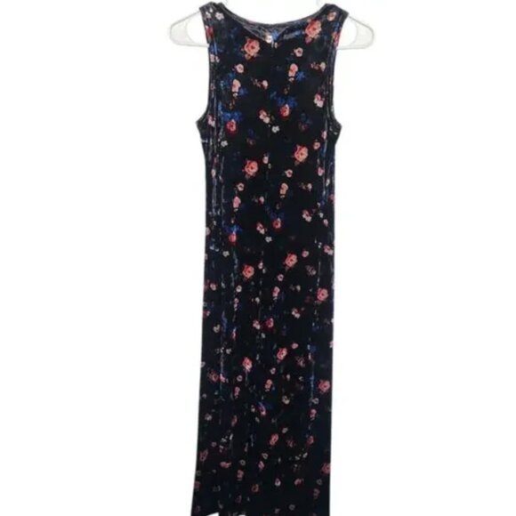 Natural Life Crushed Velvet Floral Midi Tank Dress Medium - Picture 1 of 4